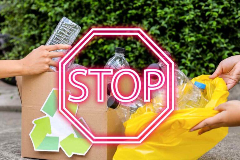 oggetti da gettare via e simbolo stop rosso